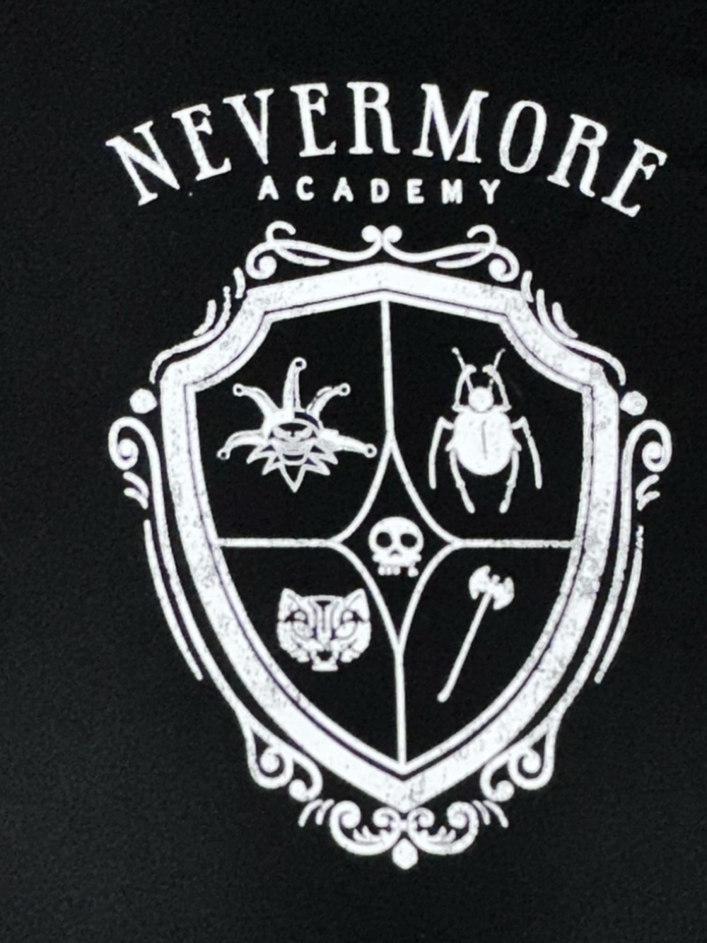 Wednesday Nevermore Academy Cropped Tee, Black with White Graphic. Like New! 2XL